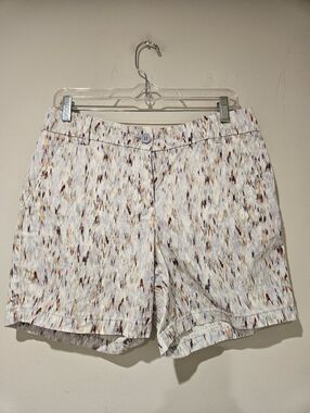 LOFT White Multicolor Speckle Print Bermuda Shorts, Size 4